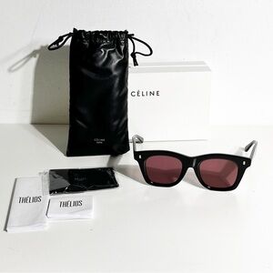NWT Celine Black Frame Burgundy Lense Cat Eye Ladies Sunglasses CL40057F 01Y 47.